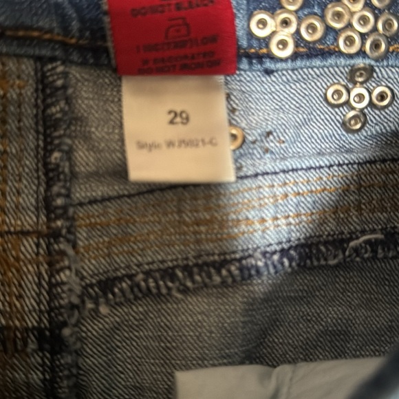 Western Denim Bank embellished studs embroidered design mini jean skirt size 29 - Picture 3 of 4
